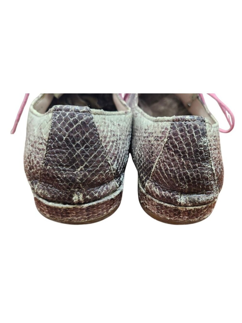 Miu Miu Reptile Print Lace-Up Oxford Shoes Pink Laces EU 38/US 7.5 - Picture 8 of 14